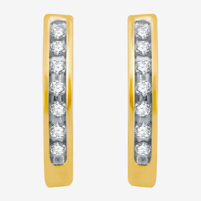 Womens 1/6 CT. T.W. Natural White Diamond 10K Gold 16.3mm Hoop Earrings