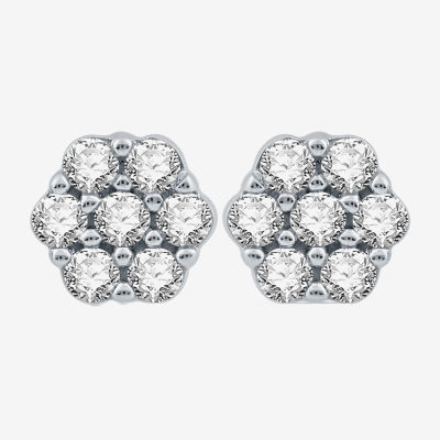 Diamond Blossom 1/2 CT. T.W. Mined White Diamond 10K White Gold 7.1mm Stud Earrings