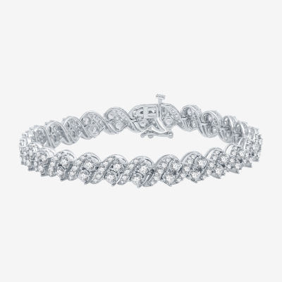 (H-I / I1) Womens 5 CT. T.W. Lab Grown White Diamond 10K White Gold 7.5 Inch Tennis Bracelet