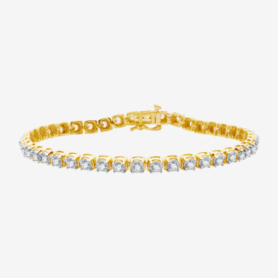 Womens 2 CT. T.W. Natural White Diamond 10K Gold 7.5 Inch Tennis Bracelet