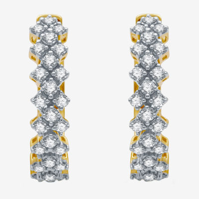 1/2 CT. T.W. Natural White Diamond 10K White or Yellow Gold 18.4mm Hoop Earrings