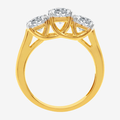 (G / SI1-SI2) Womens 2 1/4 CT. T.W. Lab Grown White Diamond 10K Gold Round 3-Stone Engagement Ring