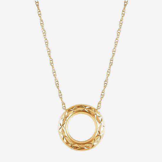 Reversible Womens 10K Gold Circle Pendant Necklace
