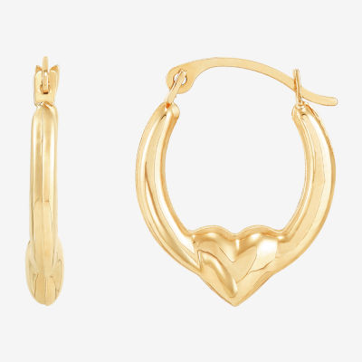 Womens 14K Gold 16.5mm Heart Hoop Earrings