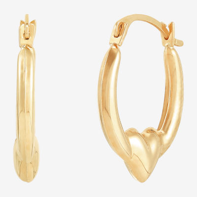 14K Gold 16.5mm Heart Hoop Earrings