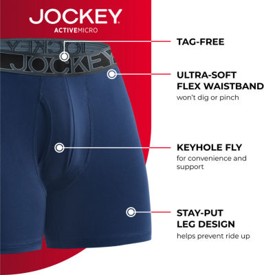 Jockey Active Microfiber Mens 3 Pack Boxer Briefs 9142