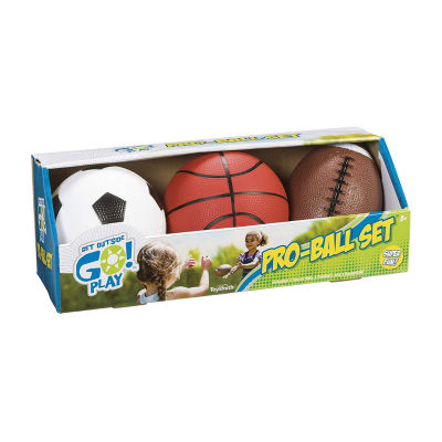 Toysmith Toysmith Get Outside Go Pro-Ball Set Pack Of 3 (5-Inch Soccer Ball6.5-Inch Football And 5-Inch Basketball) Outdoor Play Set