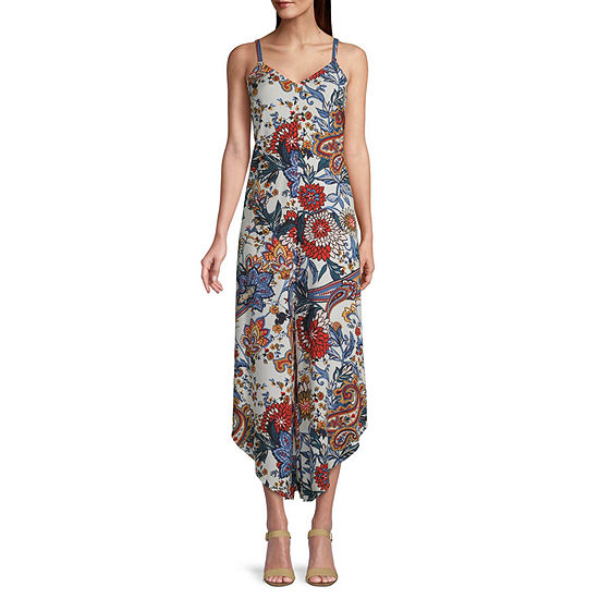 MSK Sleeveless Floral Paisley Jumpsuit, Color: Ivory Multi - JCPenney