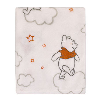 Disney Winnie The Pooh Red and White Clouds Baby Blanket