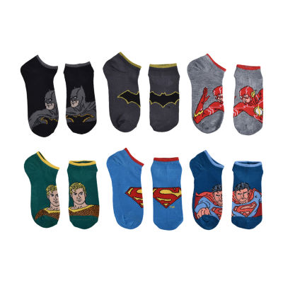 6 Pair No Show Socks Boys Justice League