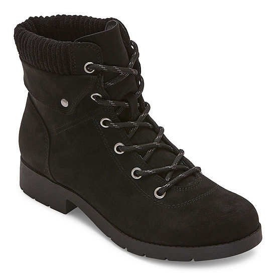 St. John's Bay Womens Yumma Stacked Heel Lace Up Boots - JCPenney