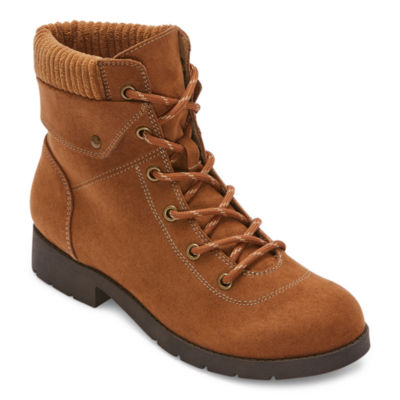 St. John's Bay Womens Yumma Stacked Heel Lace Up Boots