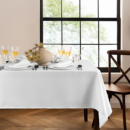 Elrene Home Fashions Water & Stain Resistant Laurel Tablecloth, One Size, White