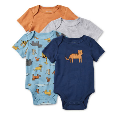 Okie Dokie Baby Boys Crew Neck Short Sleeve Rib 4-pc. Bodysuit