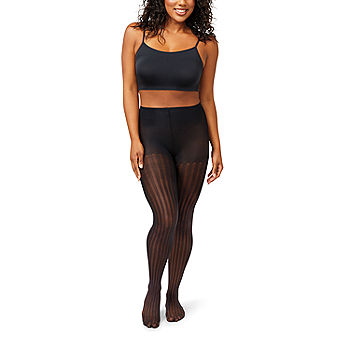 Hanes Eco Smart 1 Pair Tights, Color: Black Pinstripe - JCPenney