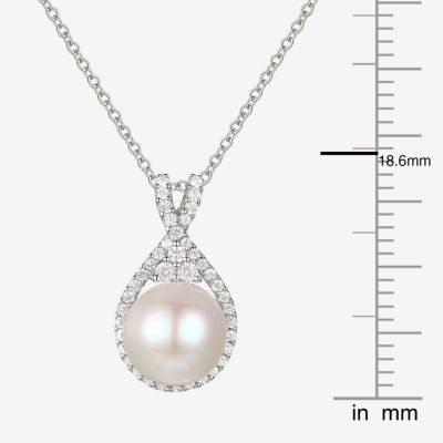 Womens Dyed White Cultured Freshwater Pearl Sterling Silver Pendant Necklace