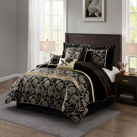 Stratford Park Katelin 7pc Comforter Set, One Size, Black