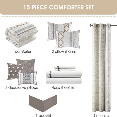 Stratford Park Quinn 15-pc. Geometric Midweight Comforter Set