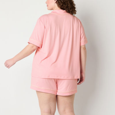 Ambrielle Womens Short Sleeve 2-pc. Plus Pajama Sets