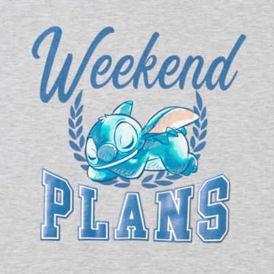 Juniors Stitch 626 Weekend Plans Boyfriend Womens Crew Neck Short Sleeve Graphic T-Shirt