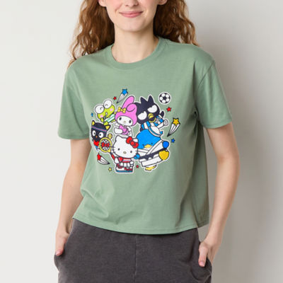 Juniors Cropped Tee Womens Crew Neck Short Sleeve Hello Kitty Graphic T-Shirt
