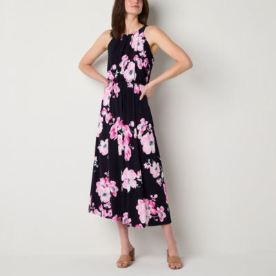 Robbie Bee Sleeveless Floral Maxi Dress, Color Navy Pink JCPenney