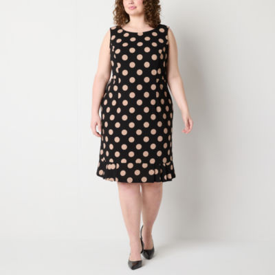 Maya Brooke Womens Dots Jacket Dress Plus