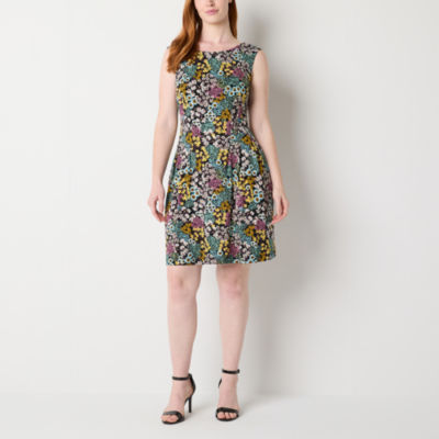 Connected Apparel Sleeveless Floral Fit + Flare Dress