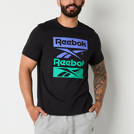 Reebok Mens Crew Neck Short Sleeve Graphic T-Shirt, Medium, Black