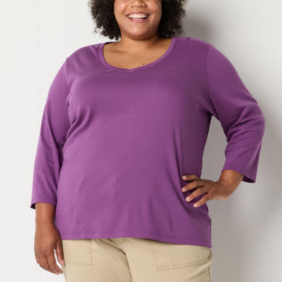 st-john-s-bay-womens-v-neck-3-4-sleeve-plus-t-shirt-color-sunset