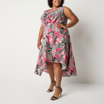 Liz Claiborne Sleeveless Floral Midi A-Line Dress Plus