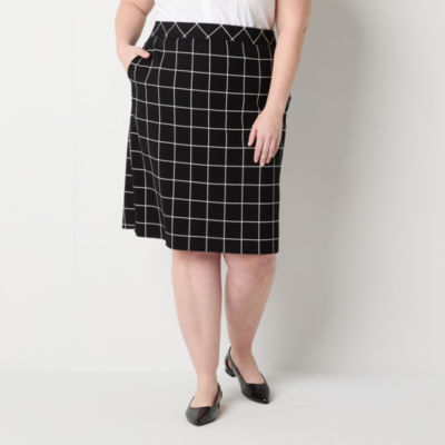 Liz Claiborne Ponte Womens Mid Rise Pencil Skirt-Plus