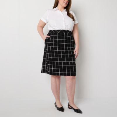 Liz Claiborne Ponte Womens Mid Rise Pencil Skirt-Plus