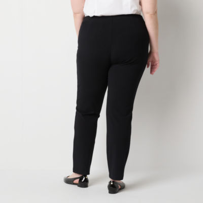 Liz Claiborne-Plus Alexis Ponte Womens Mid Rise Straight Pull-On Pants