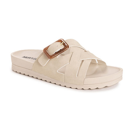Muk Luks Womens Grand Shayna Criss Cross Strap Flat Sandals, 11 Medium, Brown