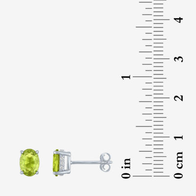 Genuine Green Peridot Sterling Silver 7mm Oval Stud Earrings