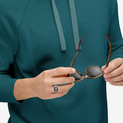 Mens Black Cubic Zirconia Sterling Silver Diamond Fashion Ring