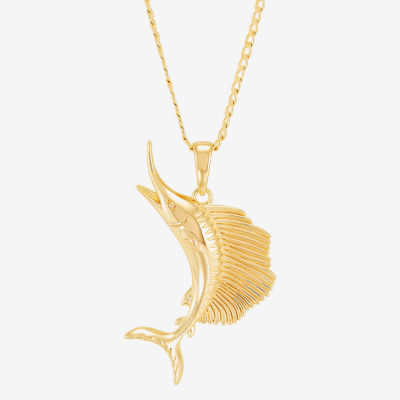 Limited Quantities! Sail Fish Womens 14K Gold Over Silver 22 Inch Pendant Necklace