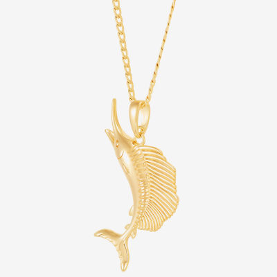 Limited Quantities! Sail Fish Womens 14K Gold Over Silver 22 Inch Pendant Necklace