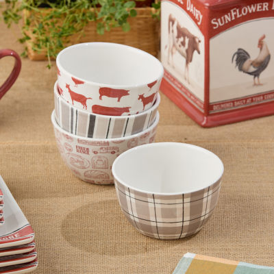 Certified International Vintage Farm 4-pc. Ceramic Ice Cream Bowl