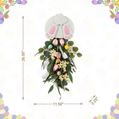 Glitzhome 26" Bunny And Tulip Teardrop Easter Tabletop Decor