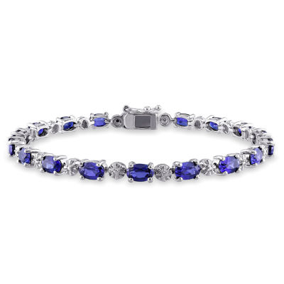 Lab Created Sapphire Sterling Silver Inch Tennis Bracelet