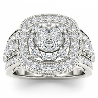 Womens 1 1/2 CT. T.W. Natural White Diamond 14K Gold Cushion Engagement Ring