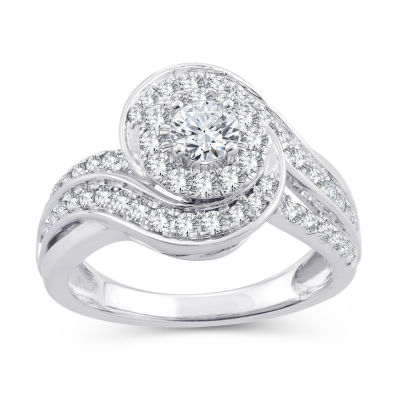 Womens 1 CT. T.W. Natural White Diamond 10K Gold Round Engagement Ring