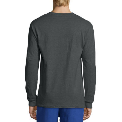 Hanes Beefy Mens Crew Neck Long Sleeve Active T-Shirt