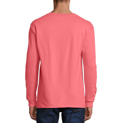 Hanes Beefy Mens Crew Neck Long Sleeve Active T-Shirt