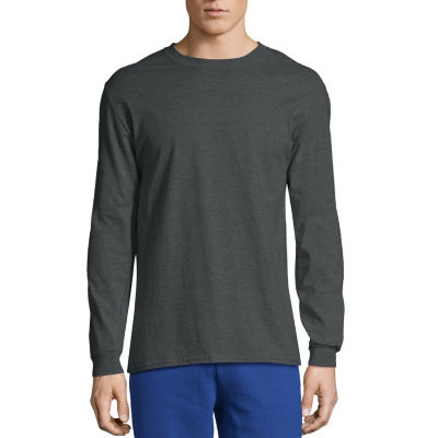 Hanes Beefy Mens Crew Neck Long Sleeve Active T-Shirt