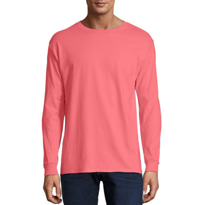 Hanes Beefy Mens Crew Neck Long Sleeve Active T-Shirt
