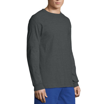 Hanes Beefy Mens Crew Neck Long Sleeve Active T-Shirt