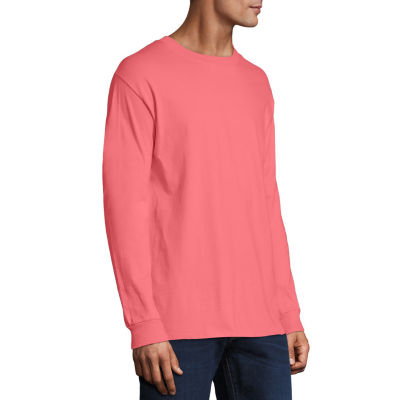 Hanes Beefy Mens Crew Neck Long Sleeve Active T-Shirt